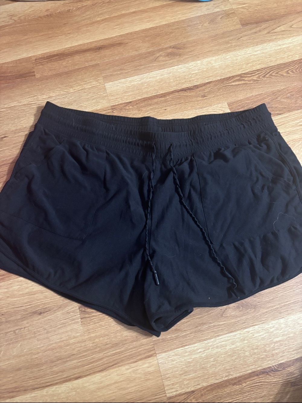 Women’s Black Athletic Drawstring Shorts with Pockets